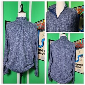 Old Navy Men's Heathered Blue Zip-Up Long Sleeve Sweater Polyester XXL